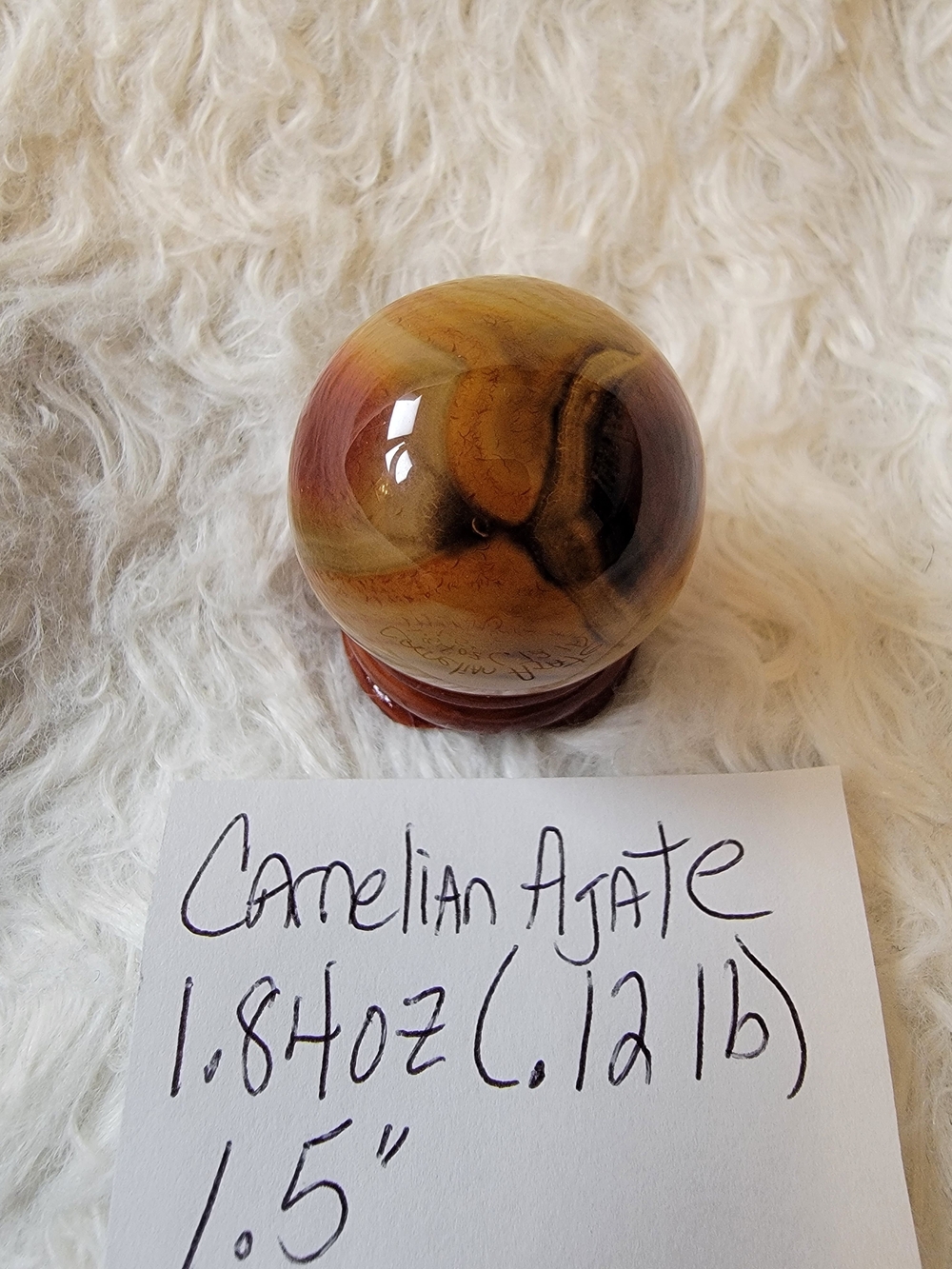 Carnelian Agate Sphere with Display Stand
